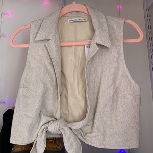 Abercrombie Tie-Front Linen-Blend Top